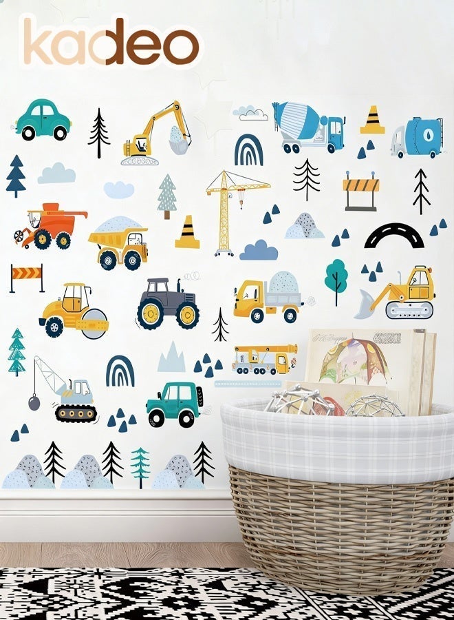 kadeo Construction Vehicle Wall Decals, Waterproof, PVC Material Wallpaper, Reusable Peel and Stick Vinyl Stickers for Kids’ Room,  Nursery & Playroom, Removable Truck Wall Sticker Decoration - Image 1